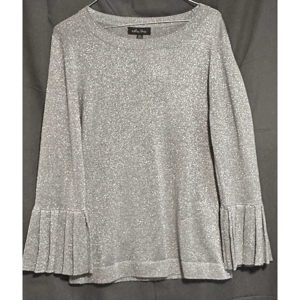 Melissa Paige Silver Metallic Shimmery Silver Top Sz M